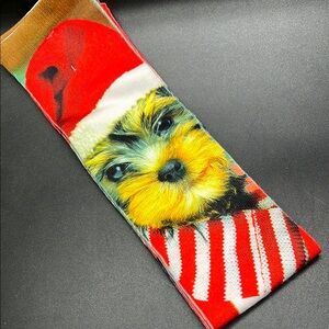 Festive Red Puppy Print Dog Socks